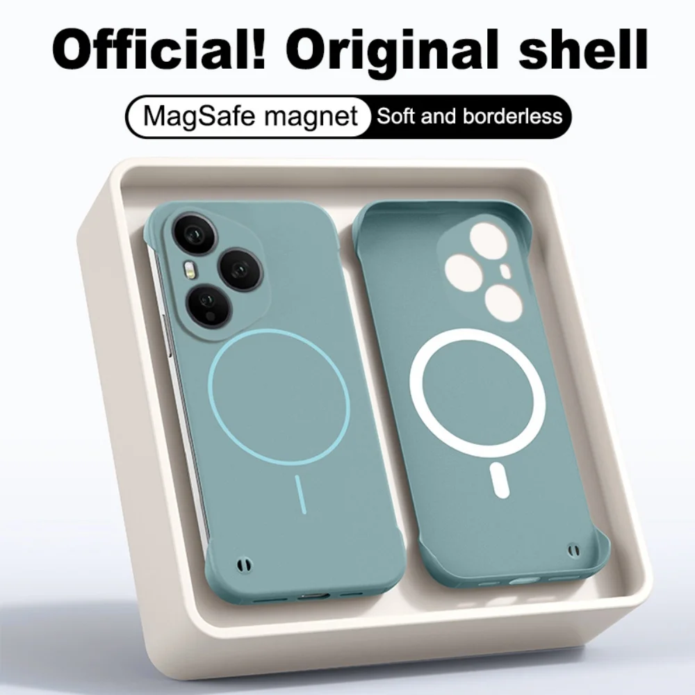 Luxury Frameless Magnetic Phone Case with Wireless Charging and Non-Slip Bumper Cover