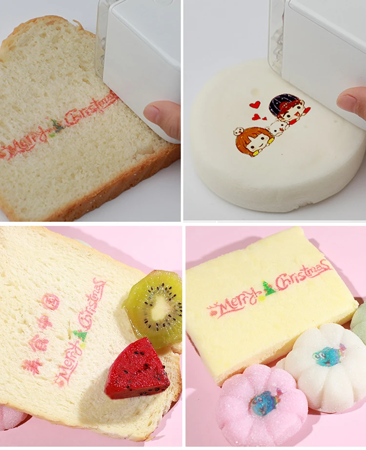 mini inkless printer Portable Color Food Printer Handheld Wireless Smart Label Logo Picture Pattern Mini Inkjet Cake Bread Coffee Latte Customization mini portable printer for phone