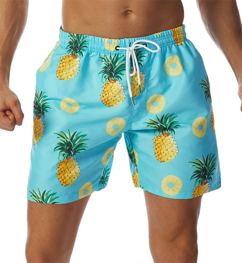 Simple Pineapple Graphic Beach Shorts Pants Men 3D Printing Surf Board Shorts Summer Hawaii Swimsuit Swim Trunks Cool Ice Shorts 2