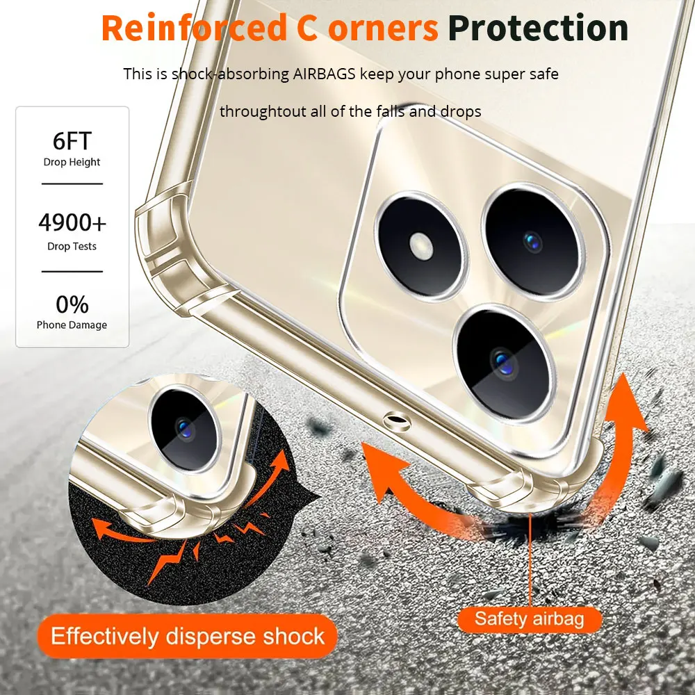 Shockproof Clear TPU Silicone Case - Airbag Design, Anti-Scratch Protection
