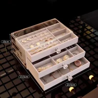 Elegant 3-Drawer Acrylic Velvet Jewelry Storage Holder for Women make up storage  jewelry organizer 1