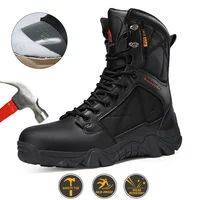 High-Top Anti-Smashing Work Boots Outdoor Waterproof Safety Shoes Steel Toe Non Slip Men's Boots Fashion Protective Men Shoes