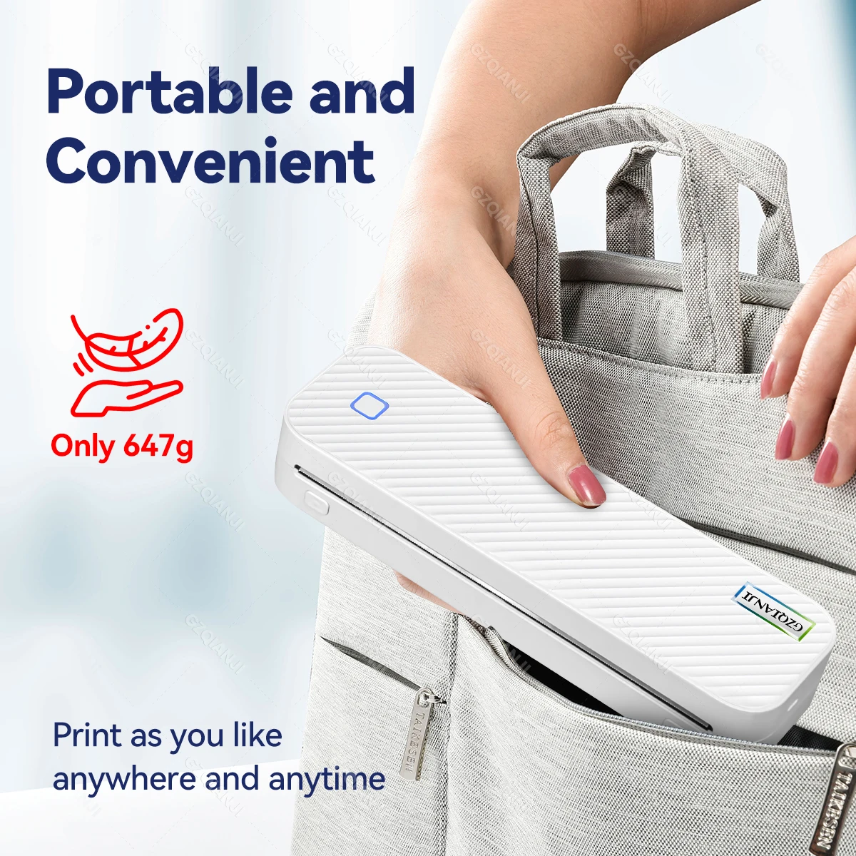 GZMA412 GZQIANJI Thermal Printer A4 Mini Bluetooth Portable Wireless Maker Mobile PDF Documents Office Picture Printing Device