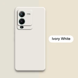 Premium Liquid Silicone Shockproof Phone Case - Luxury Square Design with 360° Protection and Soft Camera Guard for VIVO V23 5G (Ivory White)