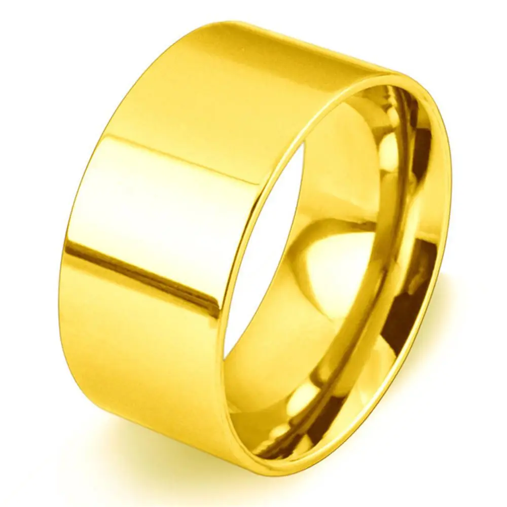 Rose Gold/Silver Plated/Gold Color Simple Design 10MM Wide Stainless Steel Rings Trendy Wedding Ring Jewelry For Women Men gold color rings stainless steel ring finger ring gold color ring wedding rings wedding ring silver ring