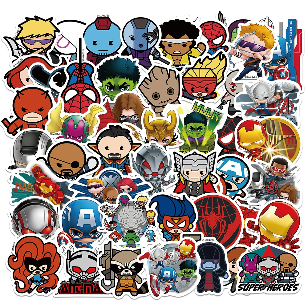 10/30/50/100PCS Disney Marvel Movie The Avengers Super Hero Anime Stickers Skateboard Laptop Motorcycle Car Cool Sticker Kid Toy 10 30 50 100pcs disney marvel vintage the avengers super hero anime stickers cartoon decal laptop car motorcycle funny sticker