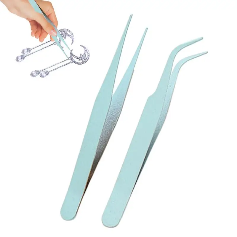 Stainless Steel Tweezers Scrapbook Sticker Tape Picking Straight Head Elbow Tweezers DIY Junk Journal Album Crafts Supplies