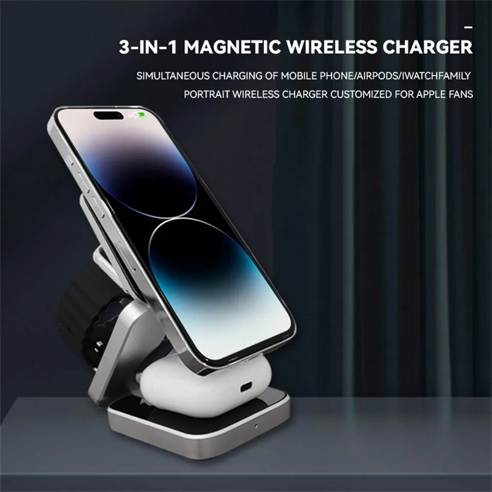 Caricatore senza fili induttivo da 15 W, per caricabatterie Mag-safe per iPhone, 2 m, cavo di ricarica rapida per iPhone 16/15/14/13/12/11/Airpods
