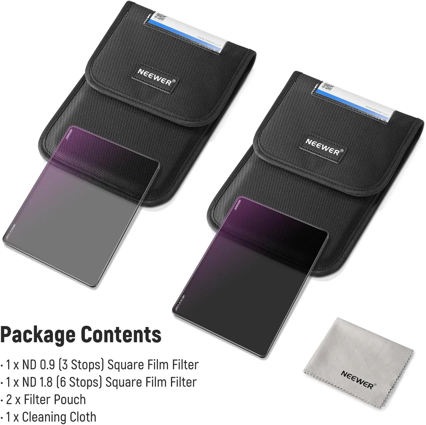 NEEWER 2 Pack ND0.9/1.8 Square ND Filter, 4"x5.65" Dual Sided 30 Multi Nano Coated Cinema Neutral Density Filter for Matte Box 6