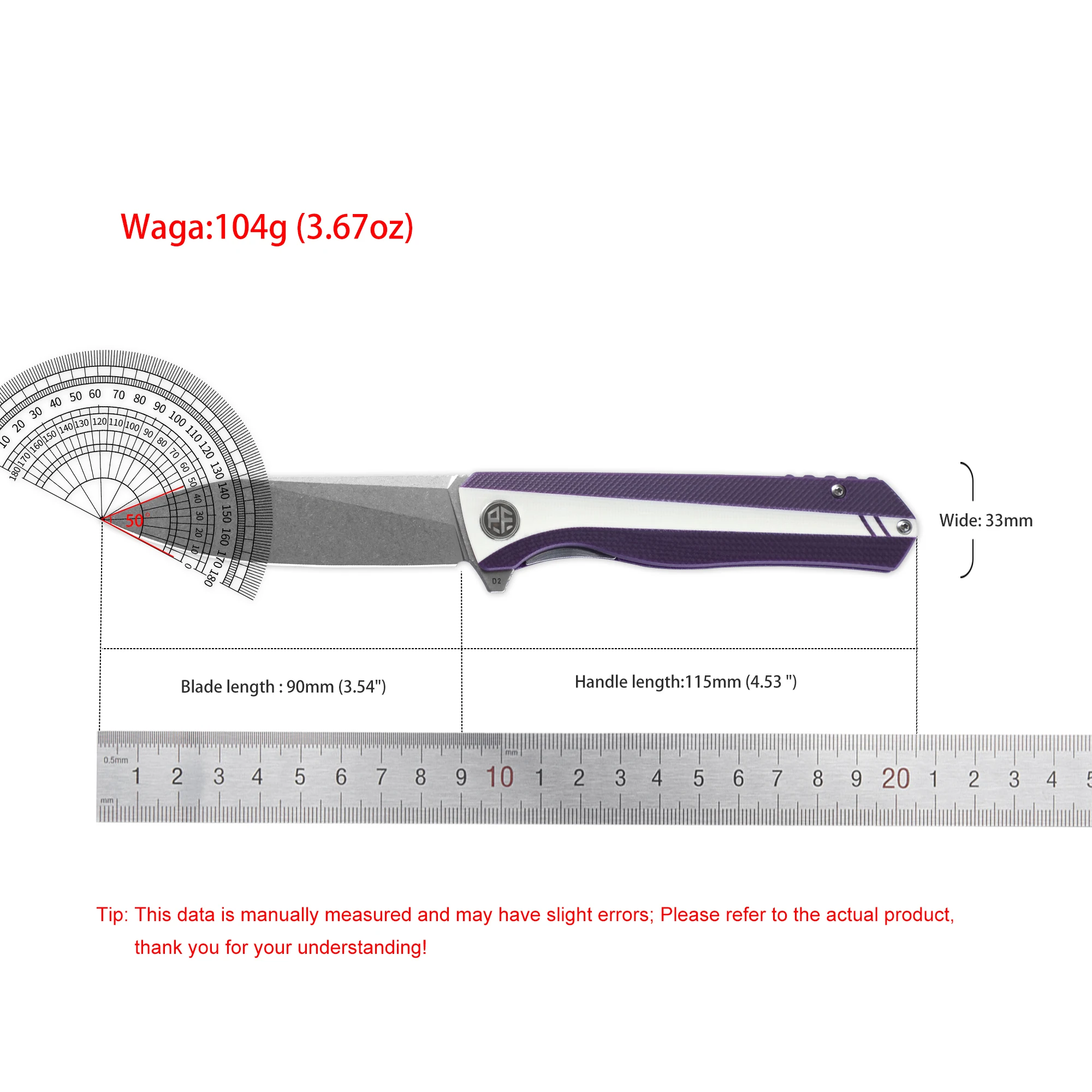 Petrified Fish PF818 Pocketknives D2 Steel Ball Bearing G10 Handle Folding Knife Foldable Camping Hunting EDC Pocket Tool 6