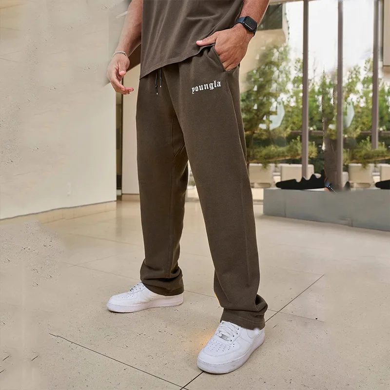 

youngla Fashion Men Clothing Gym Sports Fitness Casual Pants Outdoor Jogging Men's Sweatpants Cotton Mid Waist Drawstring Pants