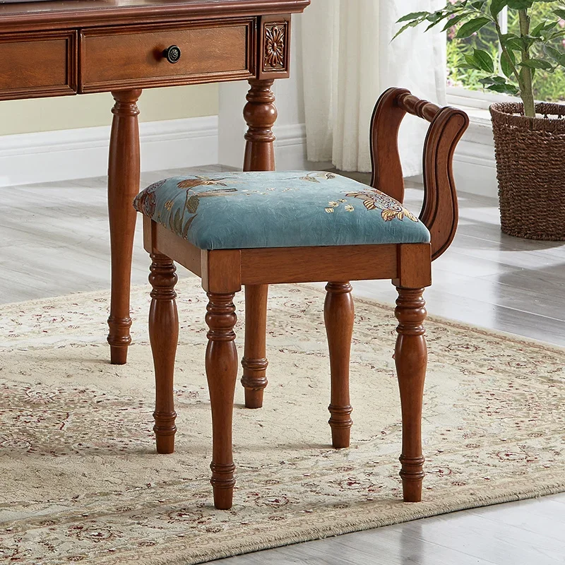 All Solid Wood Vanity Chair European Minimalist Room Stool for Piano Guzheng Living Room Sofa Furniture Elegant Durable