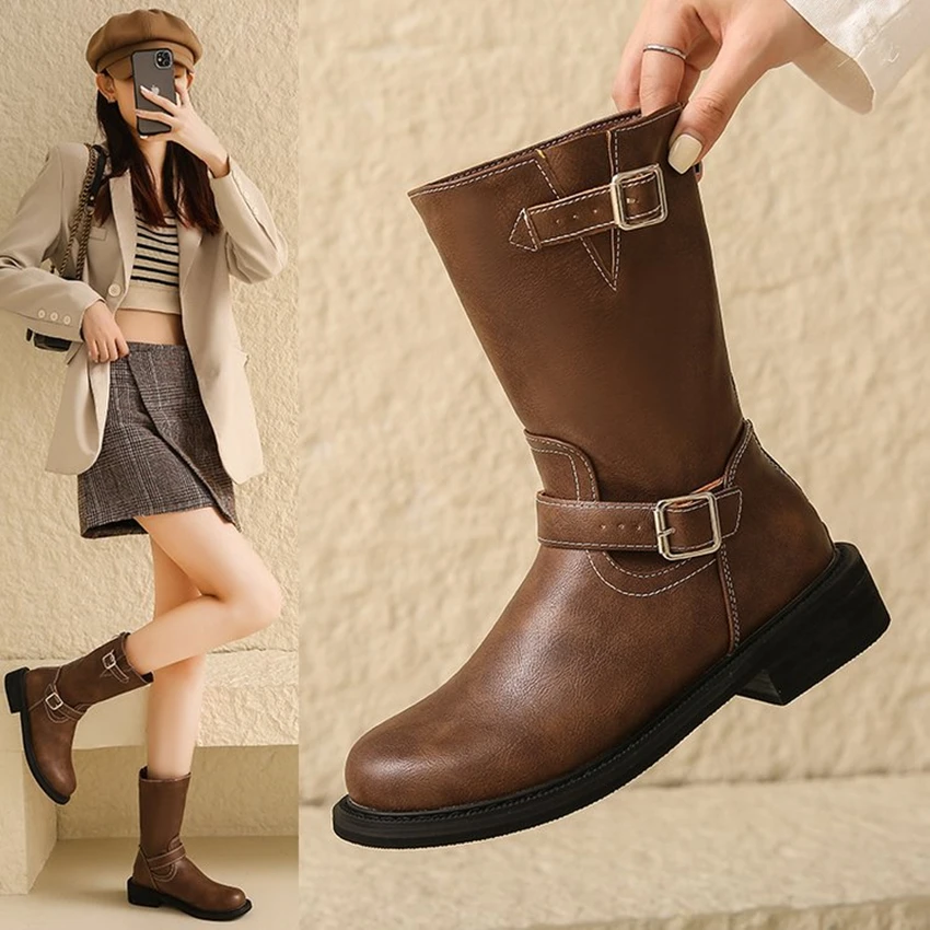 2024 New Black White Women's Winter Short Boots Velvet Chelsea Lolita Mid Calf Platform Ankle Rubber Kawaii Designer knight boot