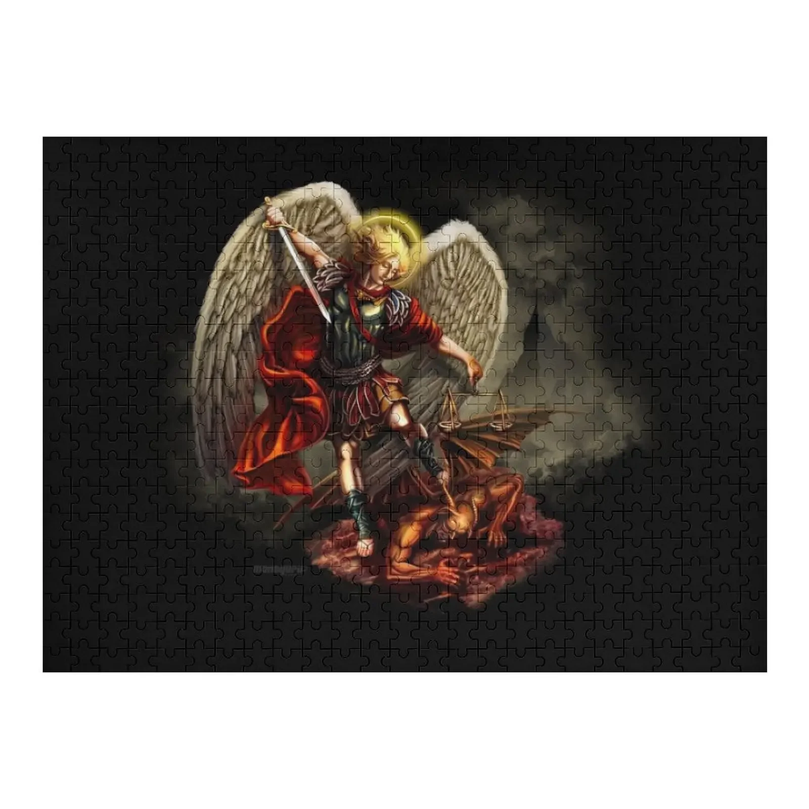 

Saint Michael Archangel against the Devil Jigsaw Puzzle Personalised Name Personalized Wooden Name Puzzle