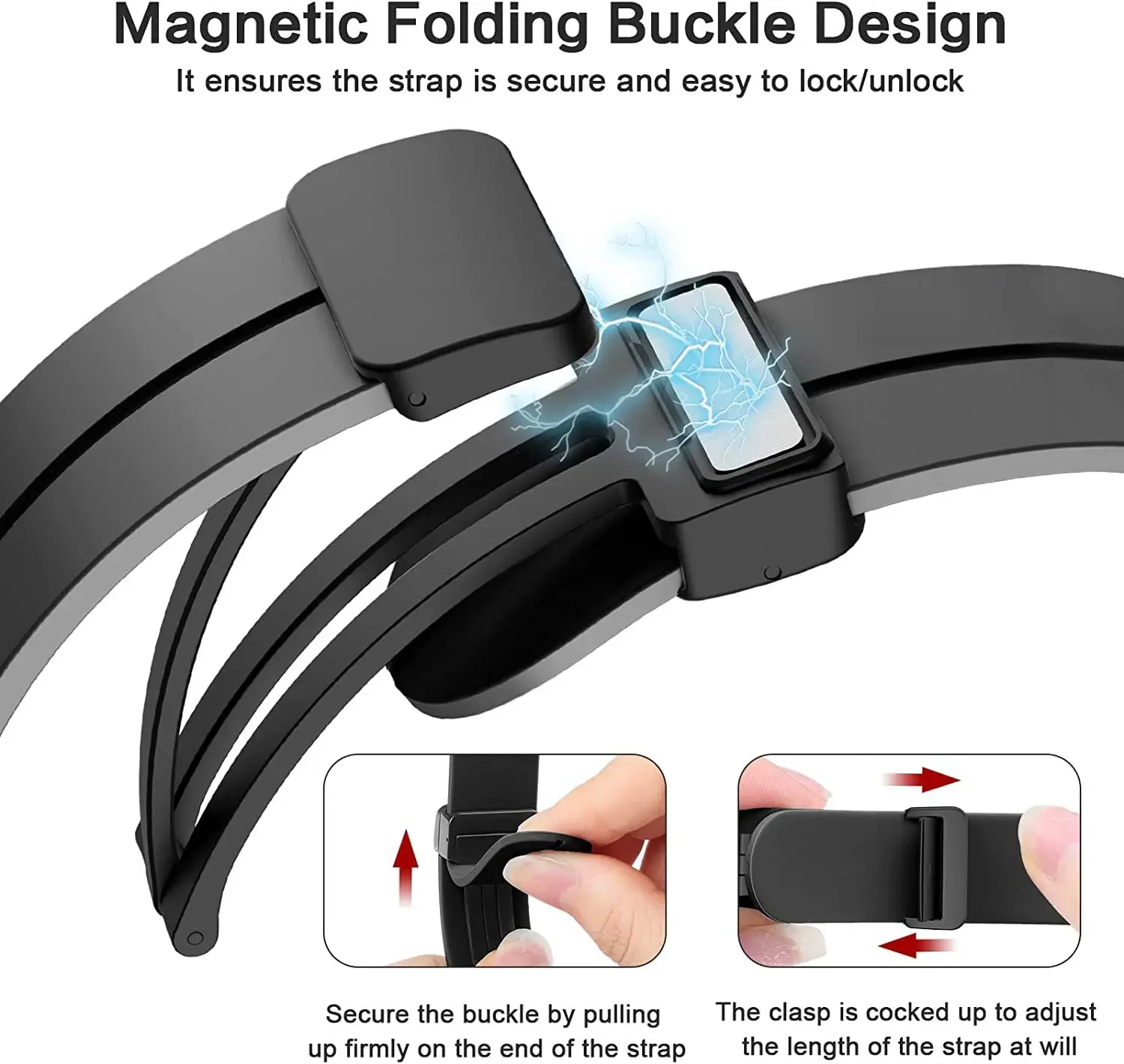 Magnetic Clasp Silicone Band Strap with Classic Design