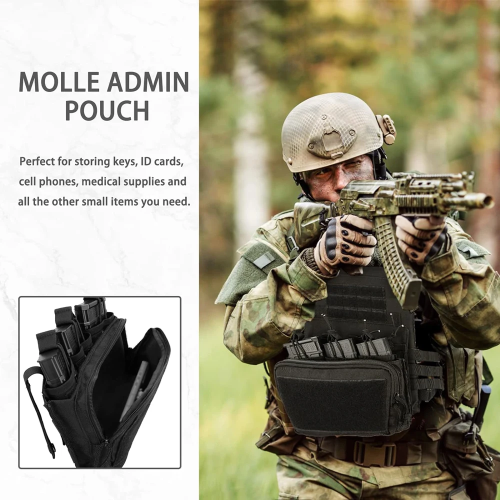 Tactical Triple Magazine Pouch Molle Admin Pouch Open Top Mag Bag Waist Pouch Compact EDC Bag Hunting Mag Holster Bag 2