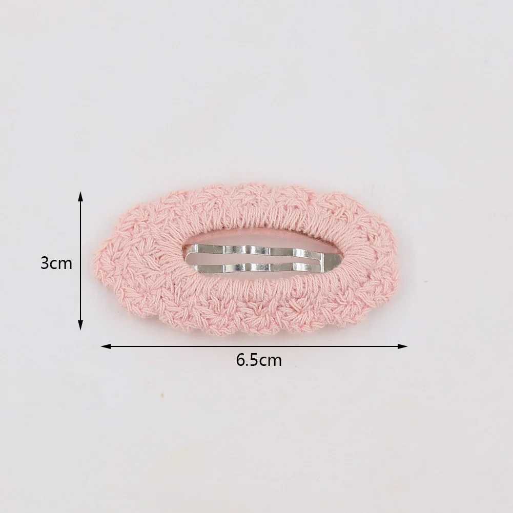 인스 플라워 크로셰 바비 스냅 헤어핀, 6.5cm 니트 공주  여아 헤어 보우 클립, 안전한 한국  헤어 그립, 4 개/세트