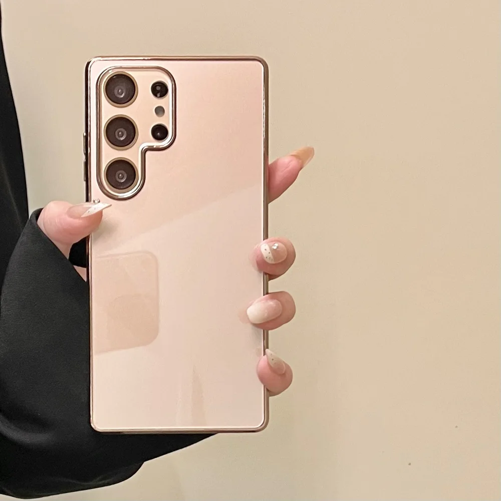 Luxury Glossy Glass Phone Case with Candy Color & Camera Protection - Shockproof Cover