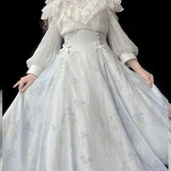 2023 Summer  Even Party Formal Dress Office Lady French Elegant Vintage Midi Dress Women Floral Lolita One Piece Dress Korean