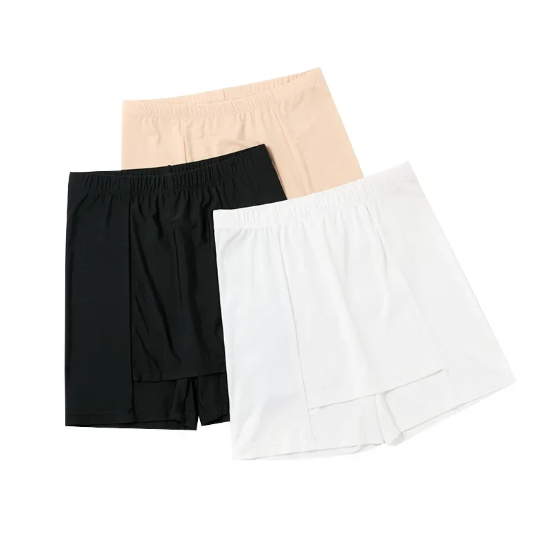 Women's Safety Short Pants Double Layer Legging Front Crotch Summer Solid Color Seamless Invisible Under Skirt Shorts for Dress
