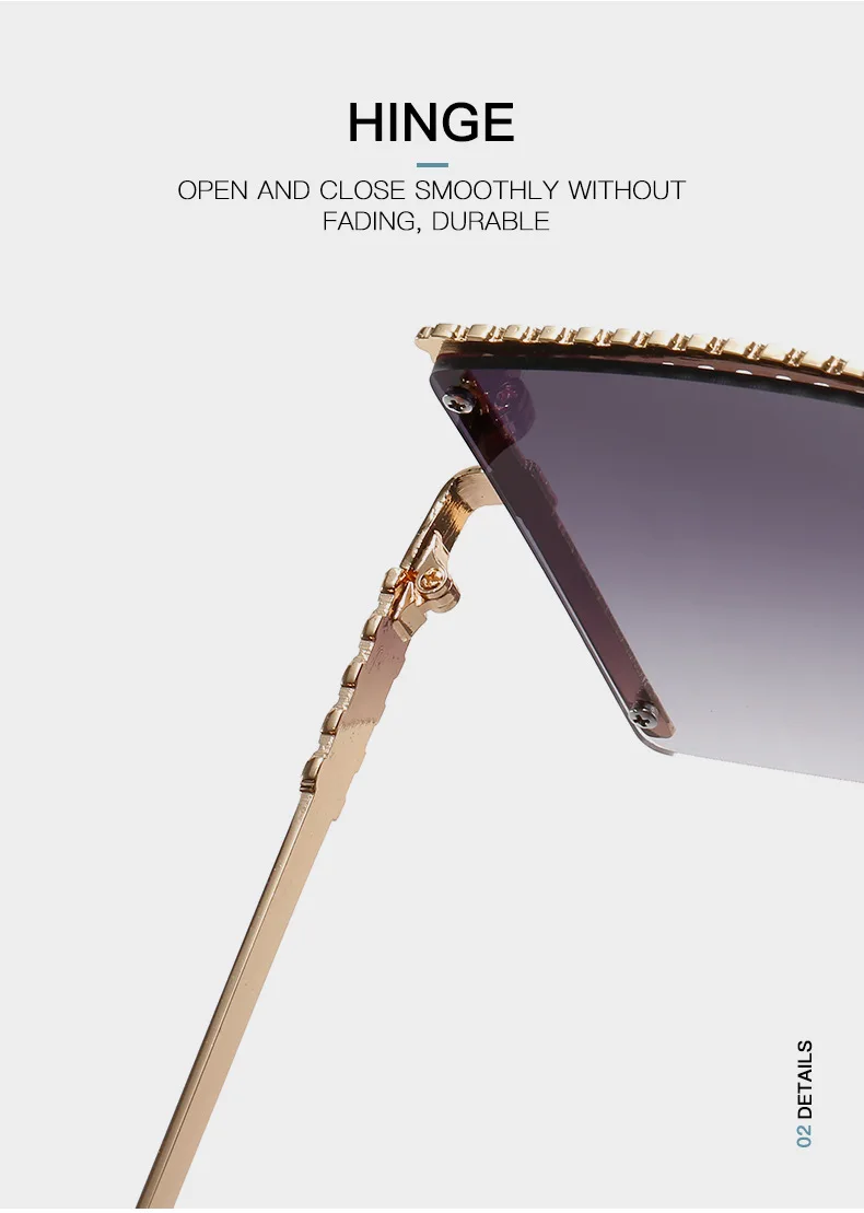 Übergroße Quadratische Sonnenbrille Frauen Männer Luxus Marke Vintage Metall Rahmen Sonnenbrille Driving Shades Reise Brillen Weibliche UV400 – Detail 9