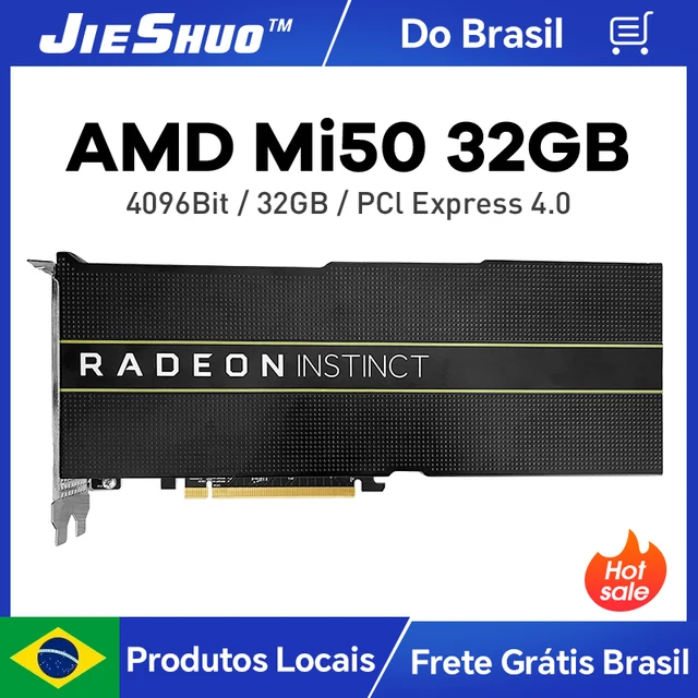 JIESHUO AMD Radeon mi50 16GB 32g Placa de mineração dedicada