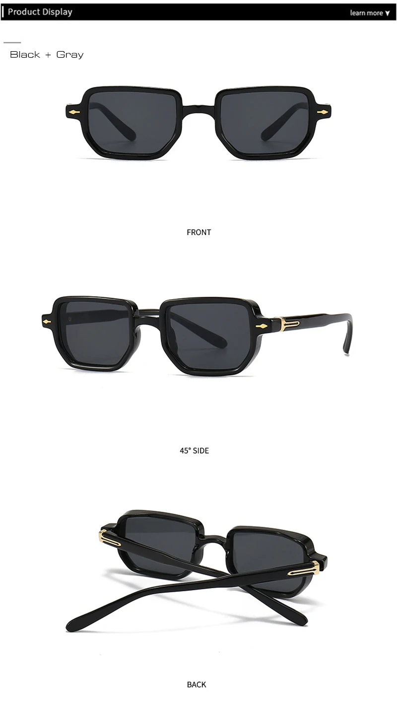 SHAUNA Ins Popular Fashion Rectangle Sunglasses Women Shades UV400 Retro Gradient Men Square Trending Rivets Sun Glasses_voghion.com
