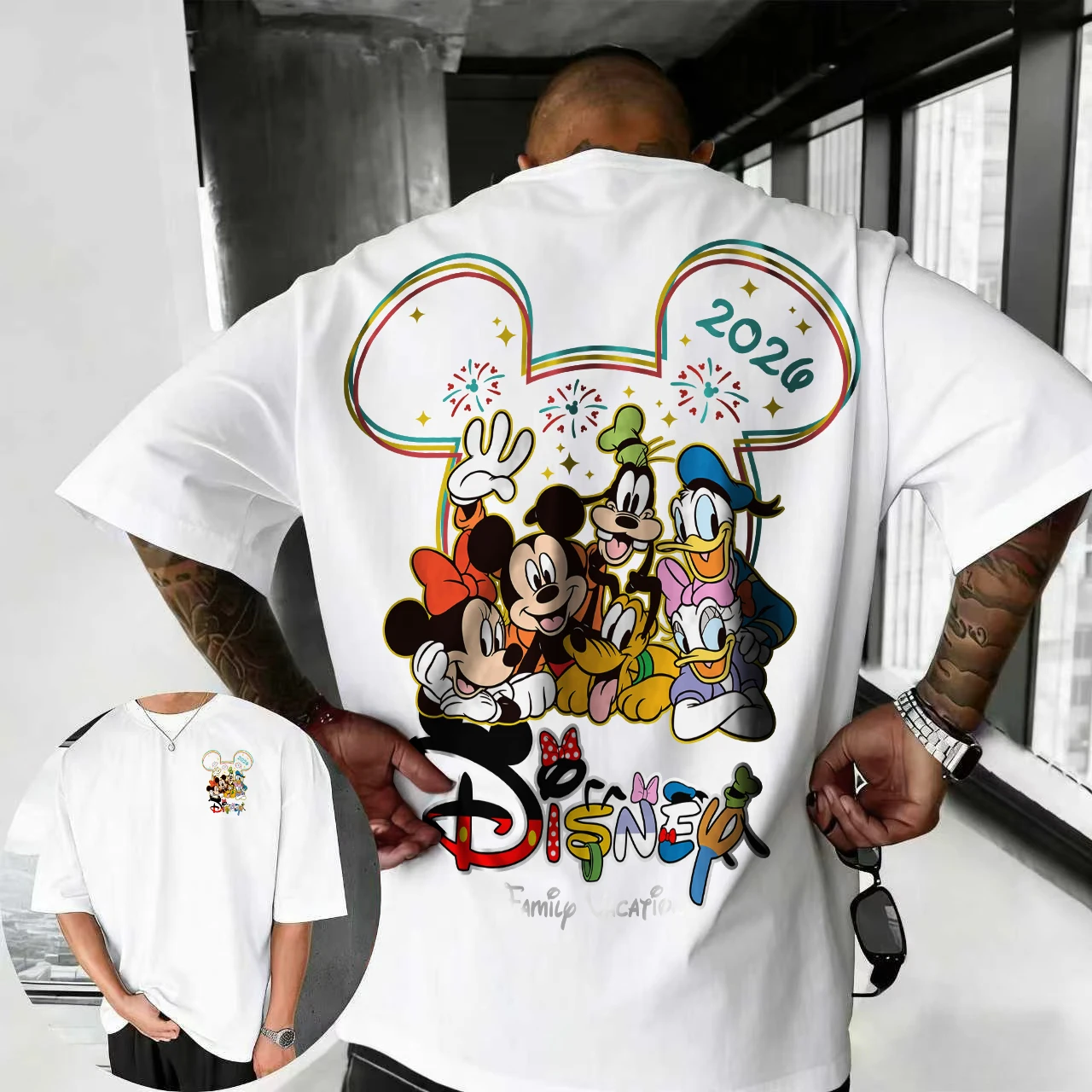 T-shirt Disney Blanc Amis Mickey 2026 – Parfait pour Famille