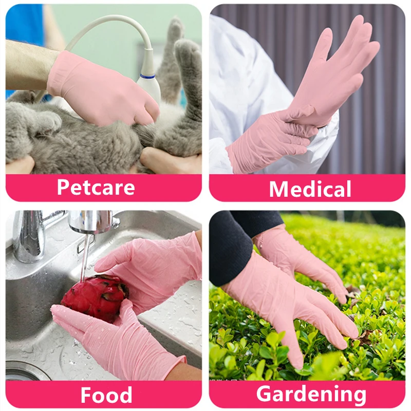 Gants nitrile jetables bleus, posés à plat, vue de dessus.