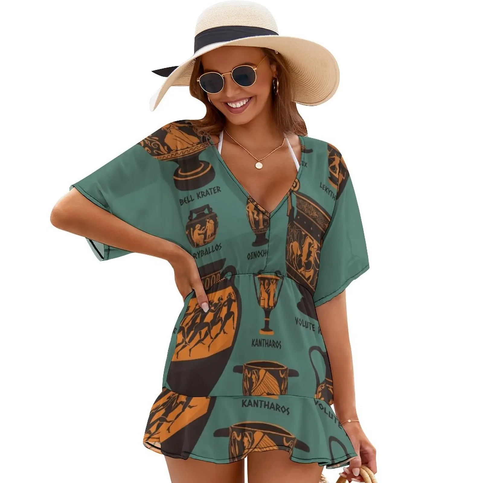 

Ancient Greek Pottery Cover Ups long dress women summer Women's summer suit