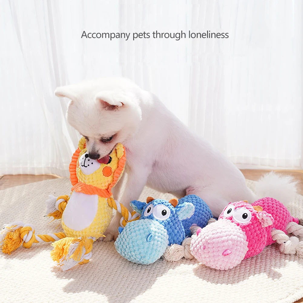 Dog Plush Toy for Aggressive Chewers Indestructible Squeaky Toy Cotton Crinkle Paper Stuffed Durable Chewing Toy for Large Dogs