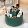 1 Piece 360 ° Rotating Cosmetics Storage Box 5-Grids Stripesd Partition Desktop Stationery Makeup Brush Eyebrow Pencil Lipstick Multi-Functional Storage Pen Holder Storage Box 3