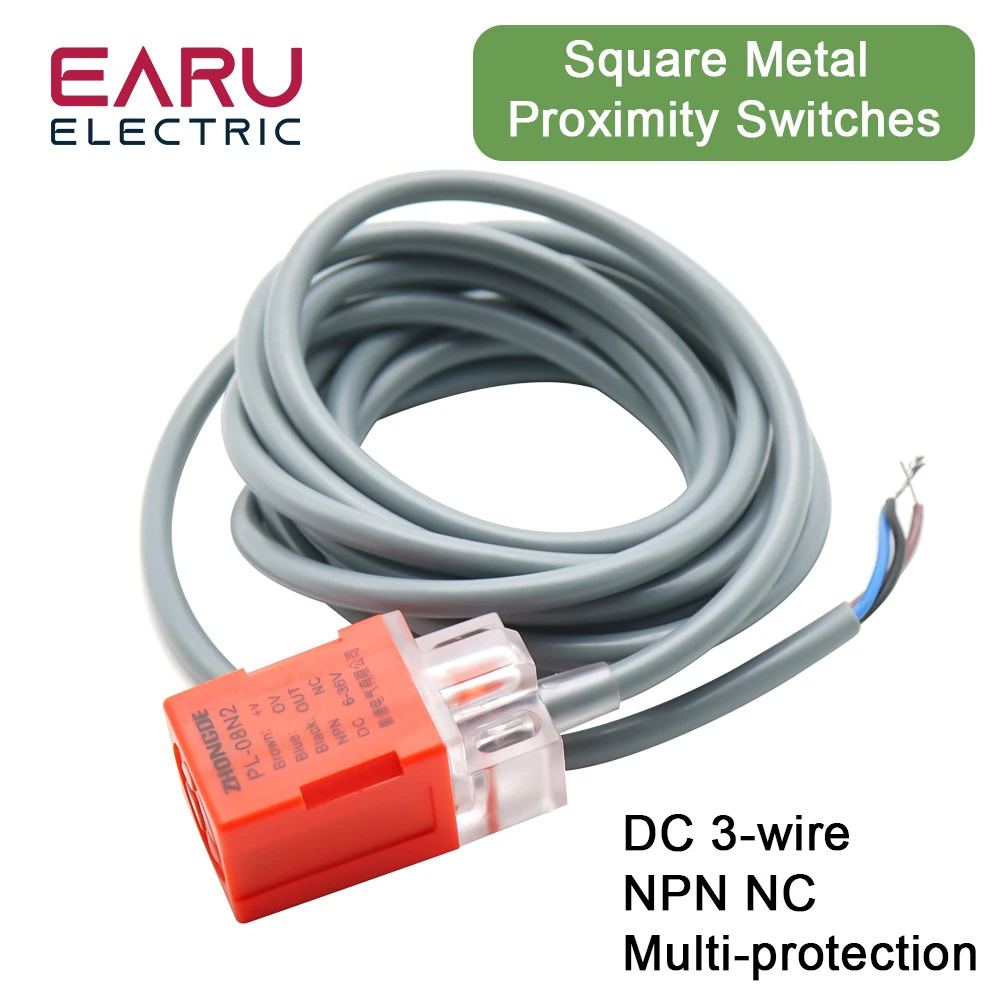 

PL-08N2 Square Proximity Switch Inductive Sensor Metal Switch Three-wire NPN NC Closed DC 6V 36V