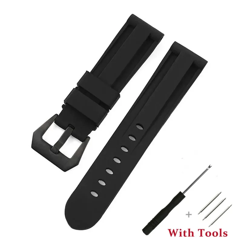 Silicone Waterproof Watch Strap with Stainless Steel Buckle