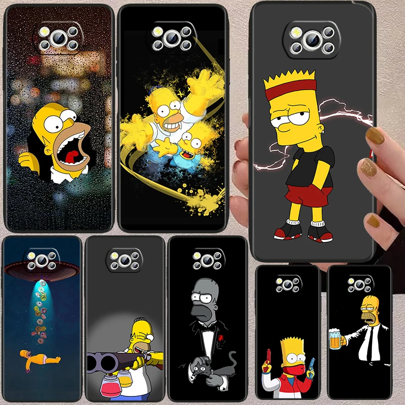 

Cartoon The Simpsons cute Case For Xiaomi Mi Poco X4 X3 NFC F4 F3 GT M5 M5s M4 M3 Pro C40 C3 5G Soft Black Phone Cover