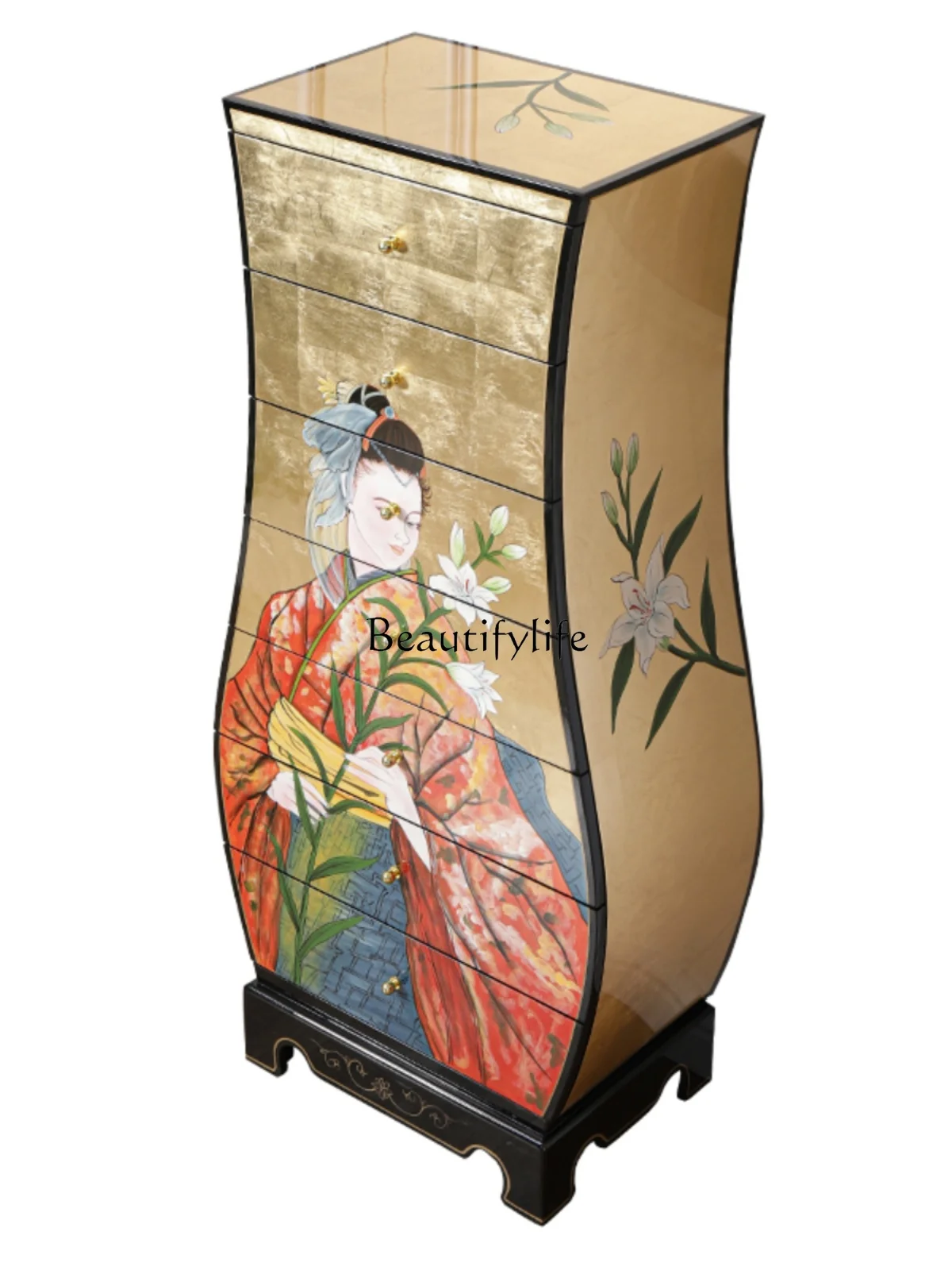 

Новый китайский окрашенный шкаф из массива дерева с 7 выдвижными ящиками гостиная ящик для хранения декоративный боковой шкаф