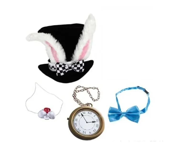 Rabbit Costume Mr. Rabbit White Rabbit Hat Cosplay Props Accessories 5-piece Set Accessories Set Ecoparty disfraz hombre