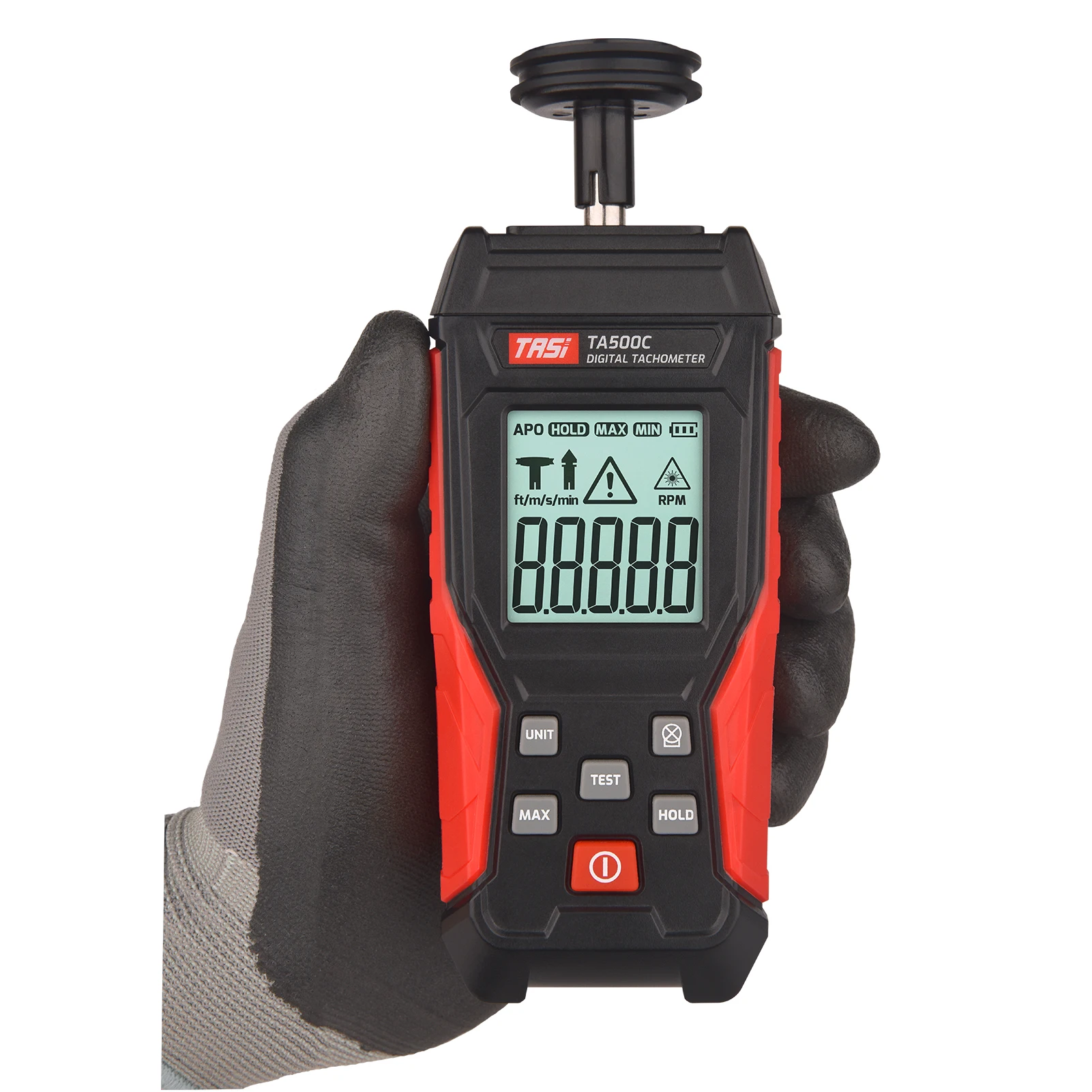 Laser Tachometer TASI Contact/Non-contact Digital Tachometer Laser Photo Tachometer 3～100000RPM High Accuracy RPM Backlit Display