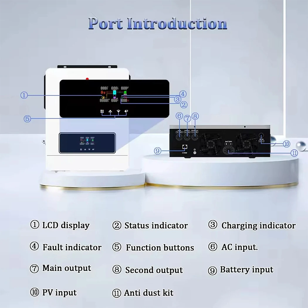 ECGSOLAX 4200W 24V 하이브리드 태양광 인버터 120A 내장형 MPPT 태양광 컨트롤러 24VDC 오프그리드 인버터 충전기 순수 사인파