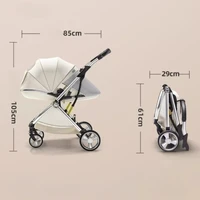 2025 nouvelle poussette de bébé légère haute vue poussette de bébé, pliable, siège bidirectionnel, avec moustiquaire poussette de bébé absorbant les chocs 5