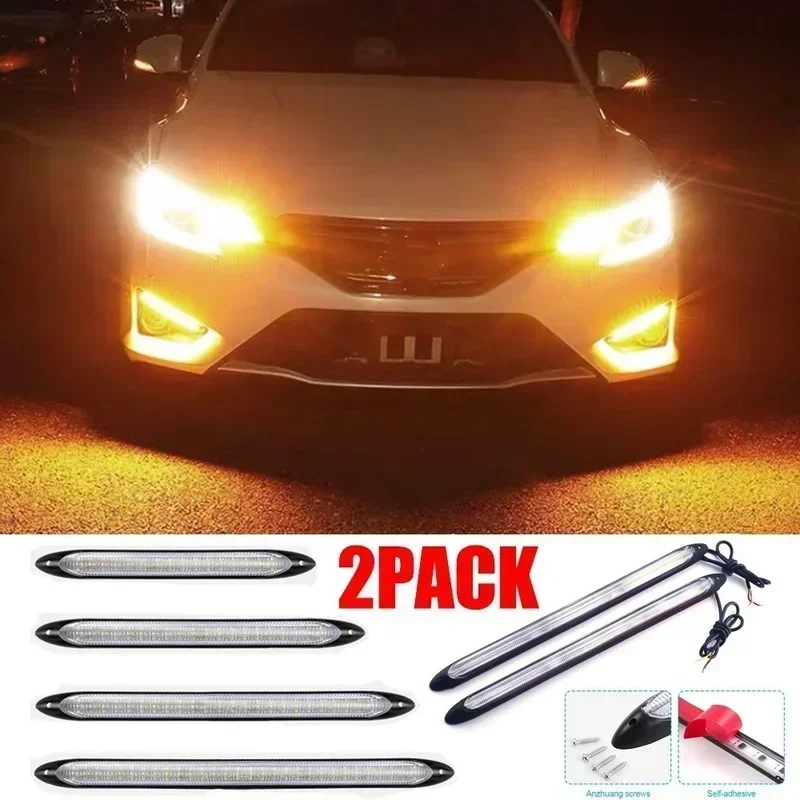 Luci di marcia diurna a LED per auto Flusso sequenziale impermeabile Indicatore di direzione Luce DRL Faro per auto (Luce bianca/ambra/RGB) - immagine 4
