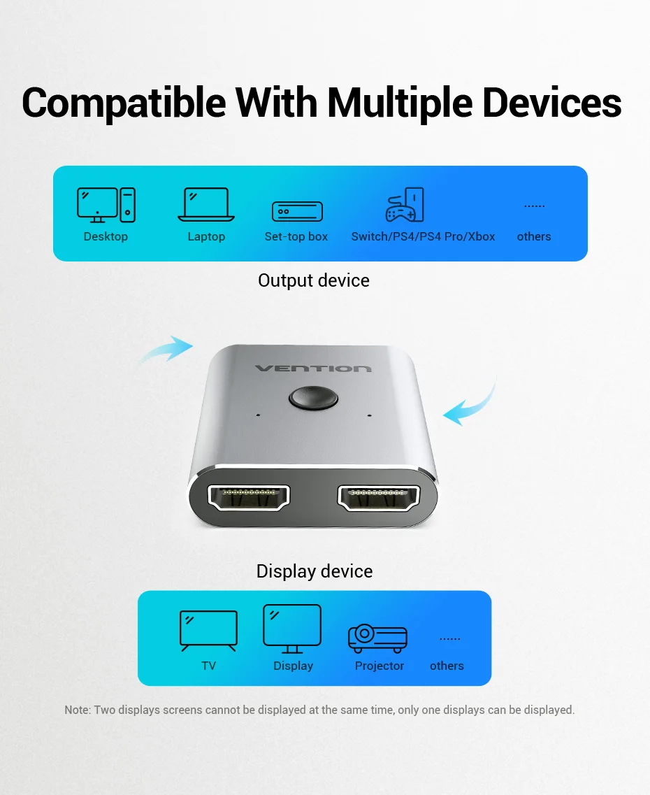 HDMI 2.1 Splitter Switch 8K 60Hz 4K120Hz 2 in 1 out for PC TV Xiaomi Series X PS