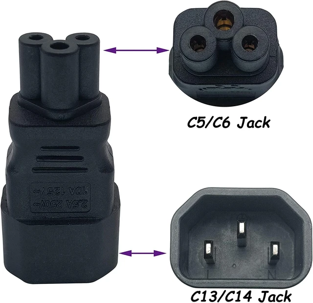 IEC 320 Power Adapter C14 to C5 Converter Plug 3 Poles IEC Socket Mickey  Mouse C5 to C14 Connector - AliExpress