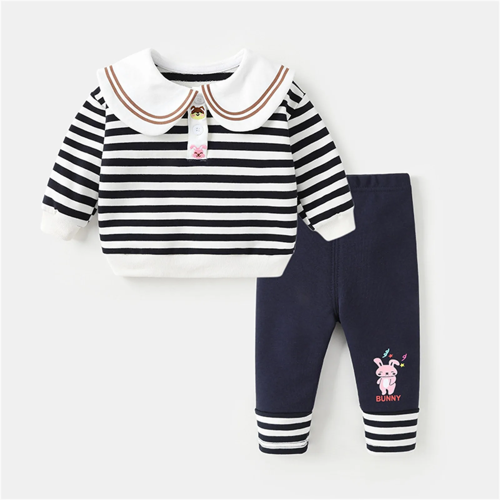 

New Born Baby Infant Children Kids Toddler Baby Girls Cartoon Animals Long Sleeve Striped Blouse Tops T Teenage Girls Sweatpants