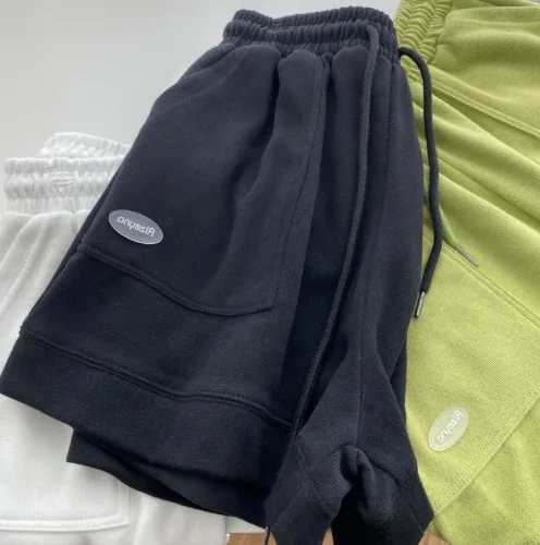 Women's comfortable loose wide-legged drawstring A pants Slim Waist Slim fit casual home versatile sports shorts 3