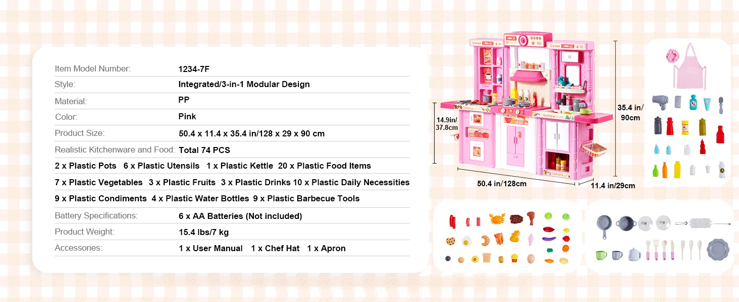 set cucina giocattolo per bambini rosa