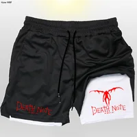 Men's Sports Shorts Anime Death Note Printing GYM Casual Sport Compression Shorts Workout Running Mesh 2 in 1 Shorts Rashgard 1