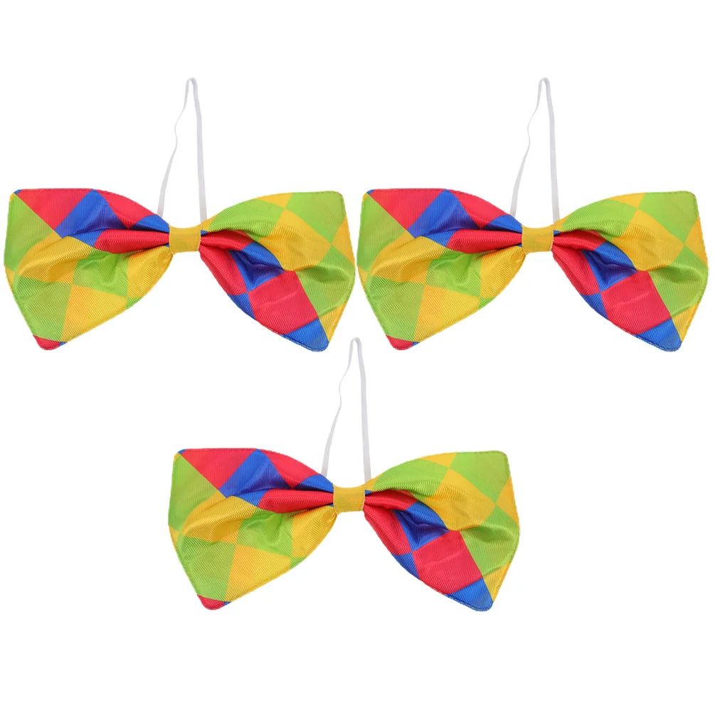 

3 Pcs Clown Bow Tie Masquerade Bowtie Collar Giant Cloth Rainbow Costume Accessories