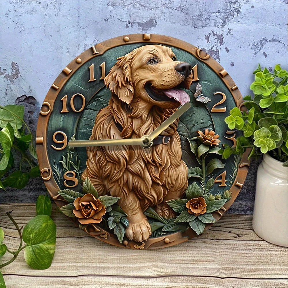 silent-wall-clock-with-golden-retriever-diy-modern-decor