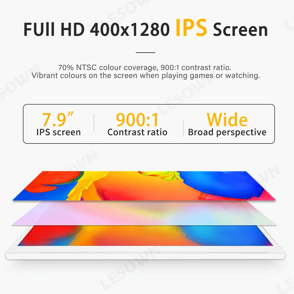 LESOWN Raspberry Pi 모니터 7.9 인치 소형 휴대용 디스플레이 400×1280 IPS 노트북 용 추가 화면 PC 하드웨어 모니터 디스플레이